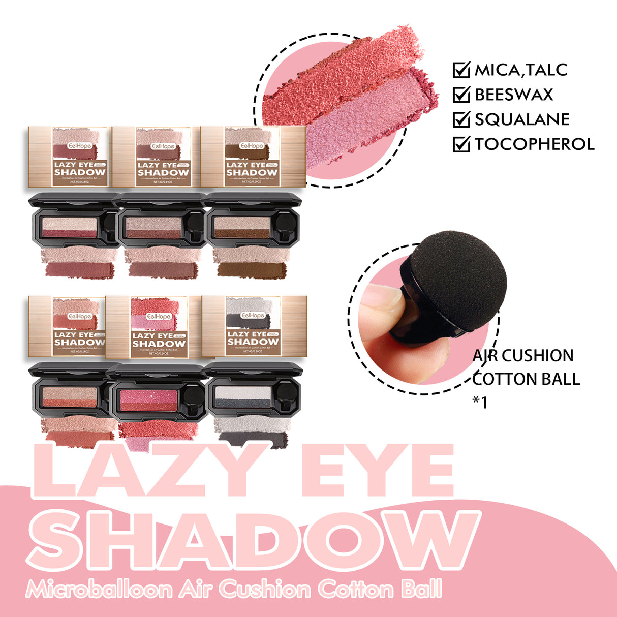 Lazy Eye Shadow, Natural Development Pearlescent Matte Beginner Daily Makeup Glitter Eyeshadow - V.I.P Digital Presence