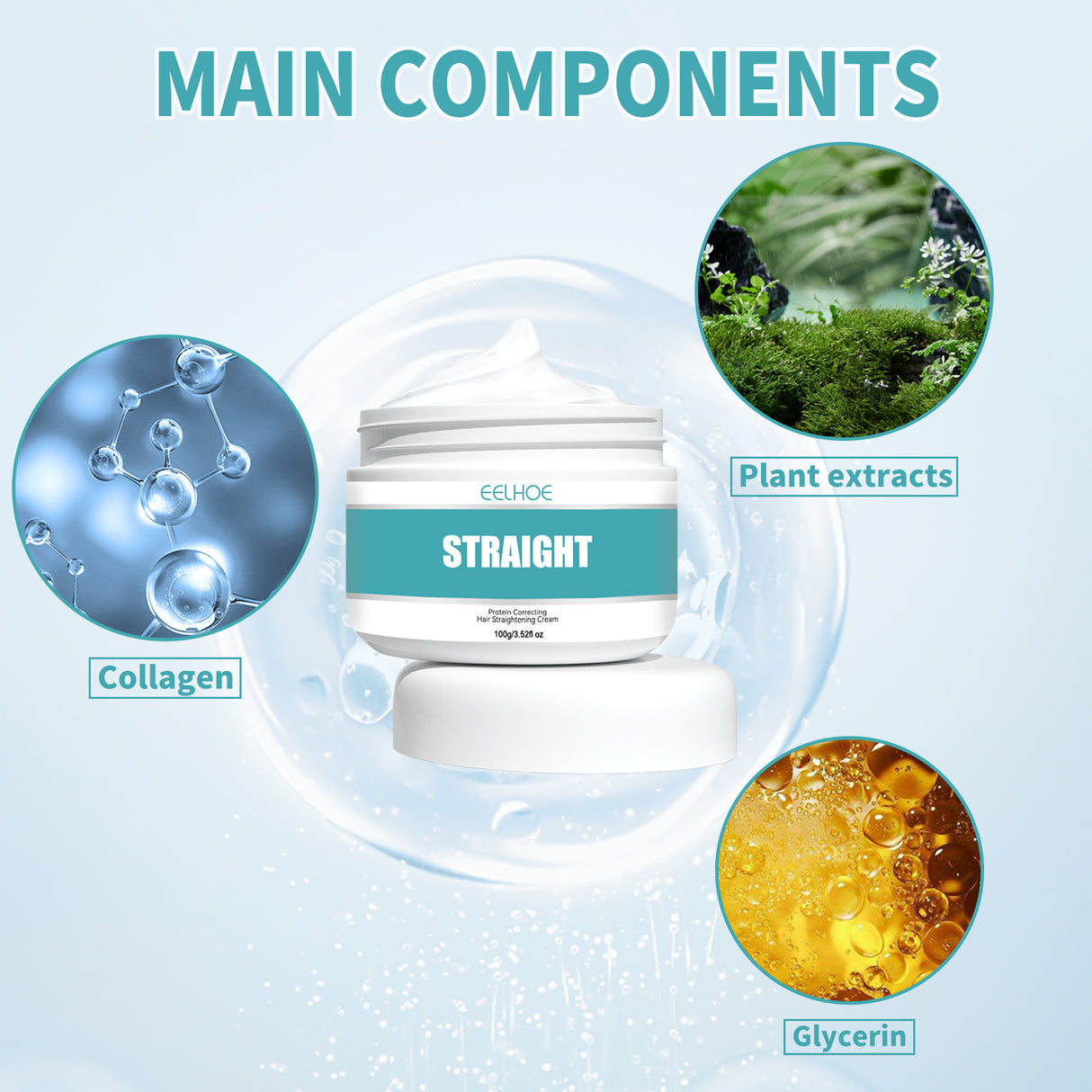 Collagen Hair Straightening Cream, Repair Damaged Hair To Smooth Frizz And Split Free Smoothing Cream - V.I.P Digital Presence