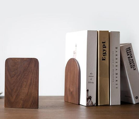 Solid beech wood book end natural wood walnut bookend home storage bookshelf decor bookstop natural wood crafts - V.I.P Digital Presence