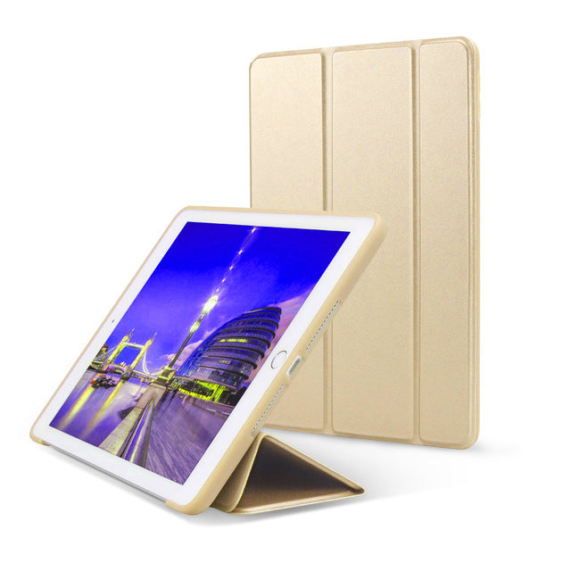 Funda para iPad 9.7 pulgadas 2017 2018 con base de silicona suave y funda inteligente de cuero PU con función de suspensión automática.