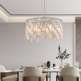 Deluxe round silver crystal chandelier, modern rectangular chandelier (excluding light bulbs) - V.I.P Digital Presence