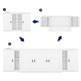 Queen Size Murphy Bed with Shelves, Cabinets and USB Ports,White