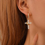 Rotating Crown Cross Earrings Set with Zircon - V.I.P Digital Presence