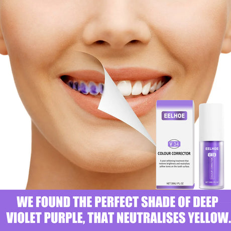 V34 Colour Corrector, Mouth Shine White Clean Stains Shine White Teeth Purple Toothpaste - V.I.P Digital Presence