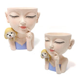 Creative resin succulent potted plant decoration for girl's puppy flower pot - V.I.P Digital Presence