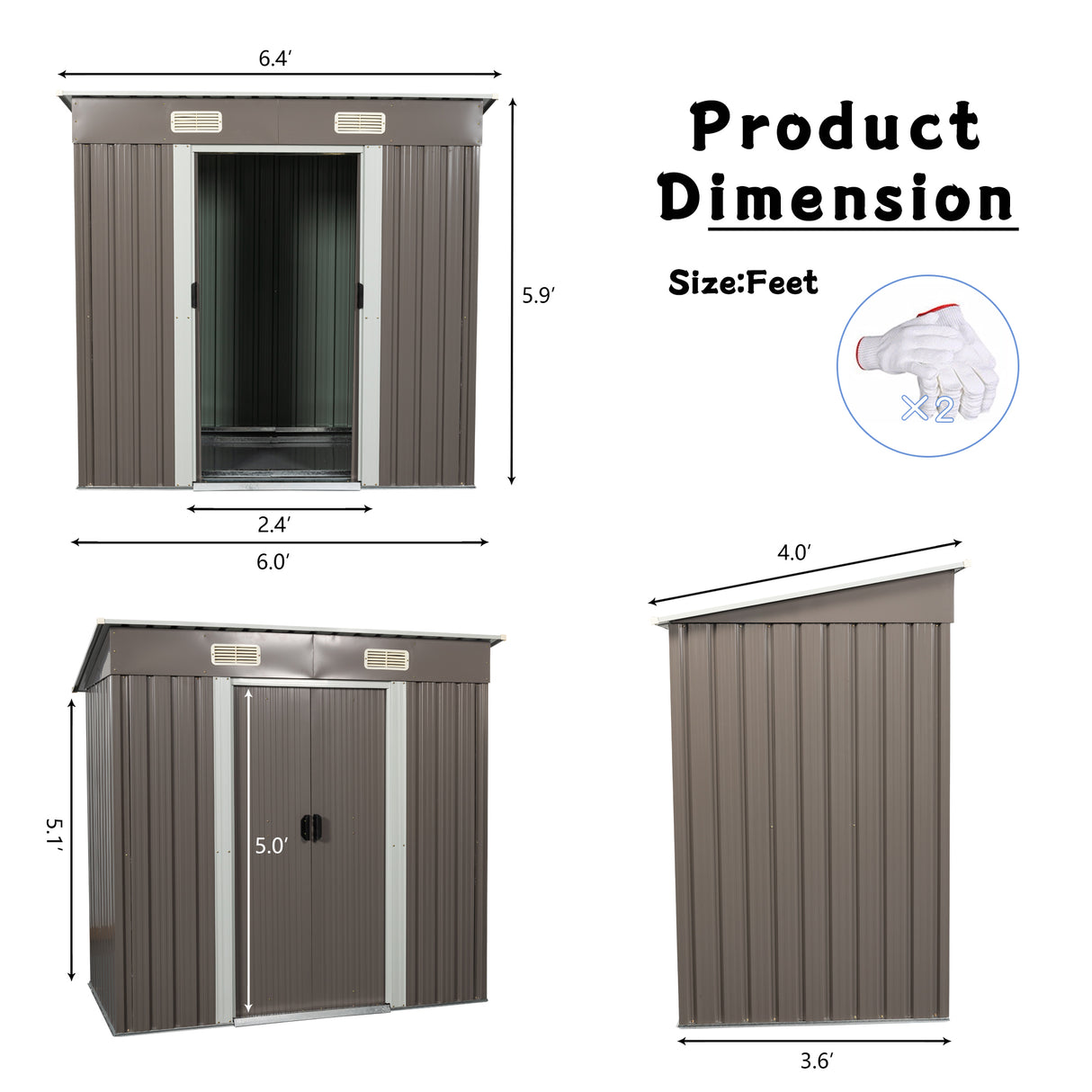 6ft x 4ft Outdoor Metal Storage Shed - V.I.P Digital Presence