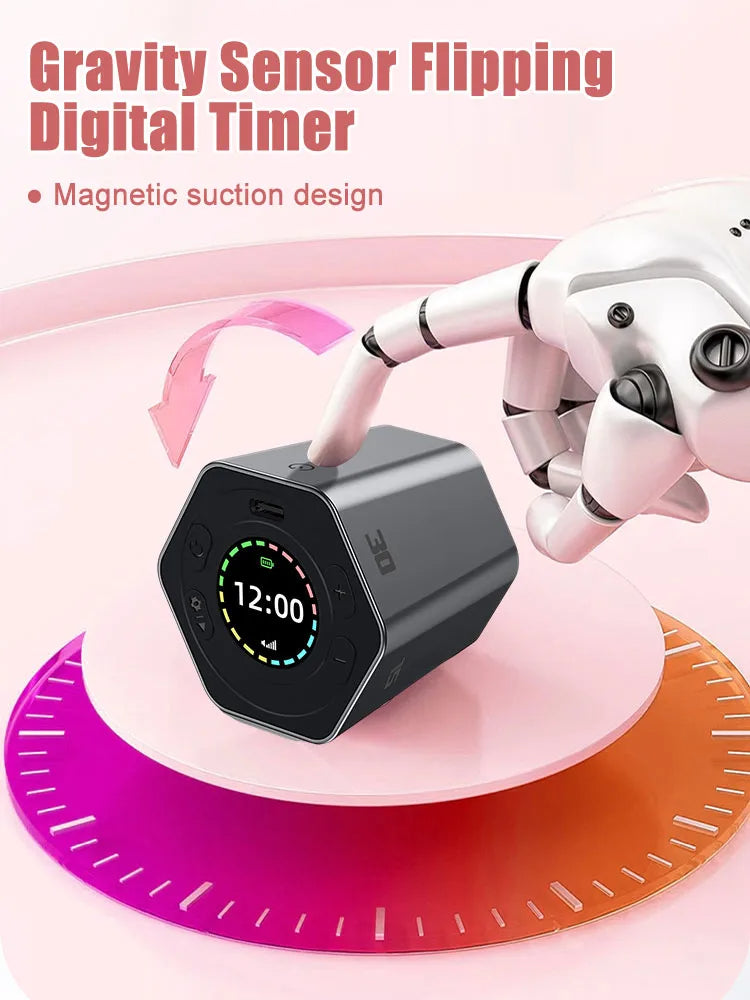 Hexagon Digital Clock Timer Magnetic Cubes Timer Kitchen Hexagon Flip Timer for Studying Cooking Exercising Easy To Use Magnetic - V.I.P Digital Presence