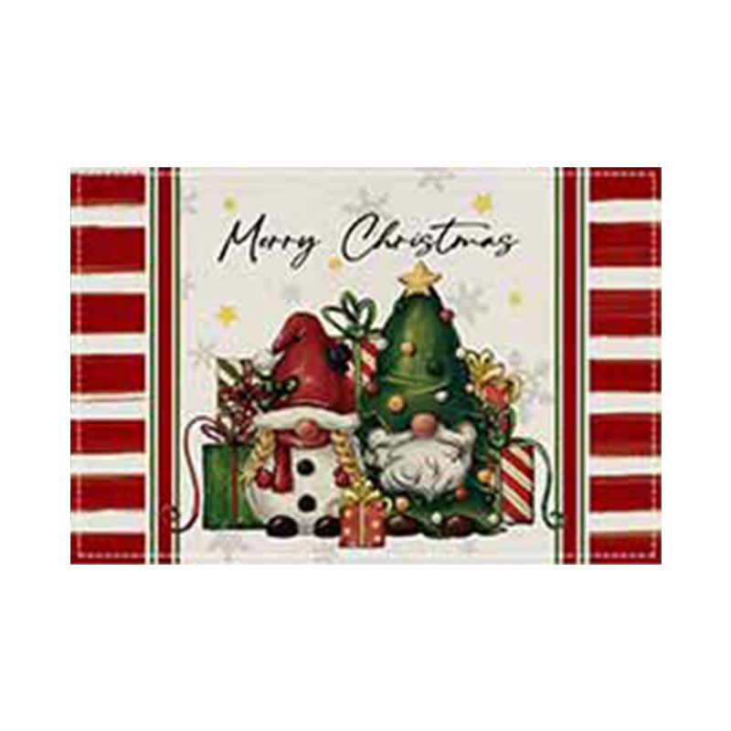 Christmas Snowman Linen Meal Mat Snowflake Grid Printed Table Mat Christmas Party Decoration Insulation Mat Holiday Decoration - V.I.P Digital Presence