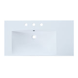 36" Single Bathroom Basin Sink, Left Offset Sink Vanity Top Only, 3-Faucet Holes, Resin - V.I.P Digital Presence
