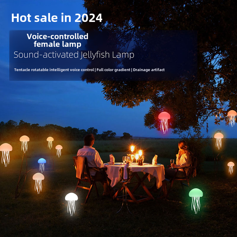 RGB Color Change Chandelier USB Rechargeable Jellyfish LED Lamp Garden Decoration LED Light With Voice Control - V.I.P Digital Presence