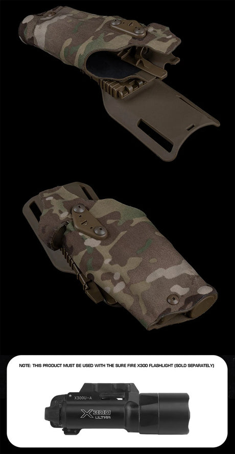 6354DO Left - handed Tactical Pistol Glock 17 Holster with X300U - A QLS Adapter, Leg Shroud, Drop, and MHA Leg Strap Kit - V.I.P Digital Presence