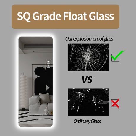 Full Length Mirror Lighted Vanity Body Mirror LED Mirror Wall-Mounted Mirror Big Size Rounded Corners, Bedroom,Living Room - V.I.P Digital Presence