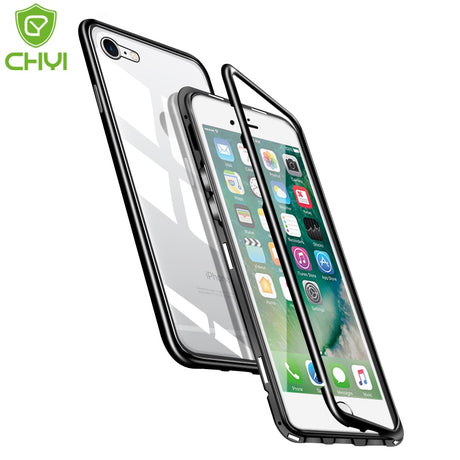 Double sided  Magnetic Case for iPhone X Clear Tempered Glass Magnet Adsorption Case - V.I.P Digital Presence