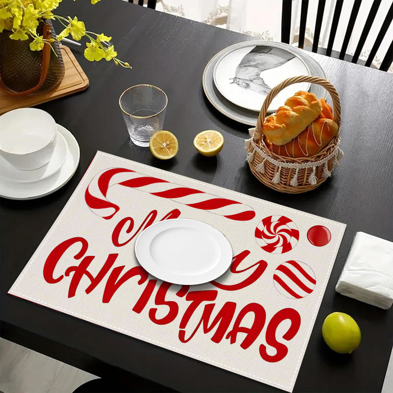 Christmas meal mat linen candy letter printed table mat living room dining table decoration insulation mat - V.I.P Digital Presence