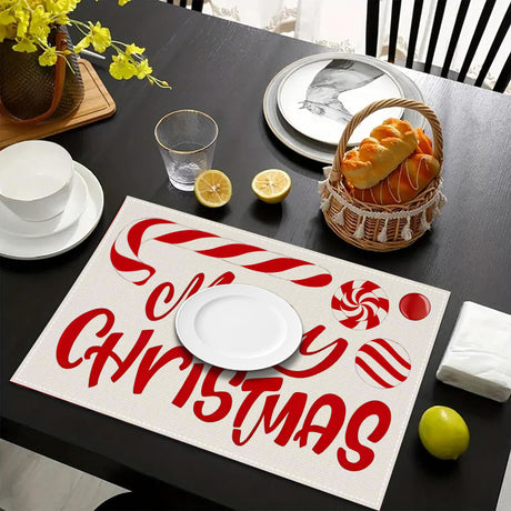 Christmas meal mat linen candy letter printed table mat living room dining table decoration insulation mat - V.I.P Digital Presence