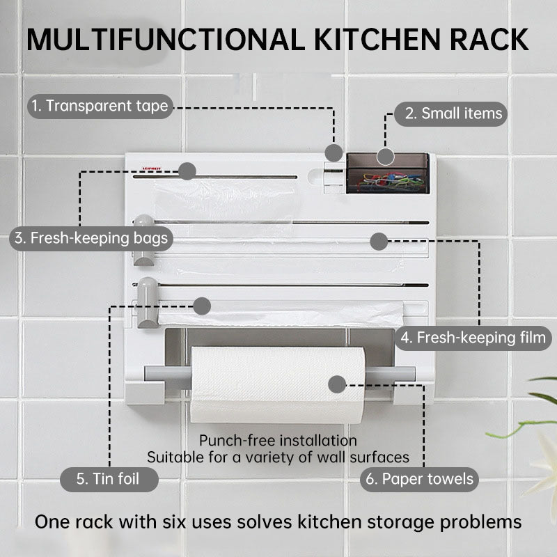 3-in-1 Wall Kitchen Roll Holder, with Upgraded Magnetic Suction Cup, for Foil, Cling Film, and Aluminium Foil Dispensing - V.I.P Digital Presence