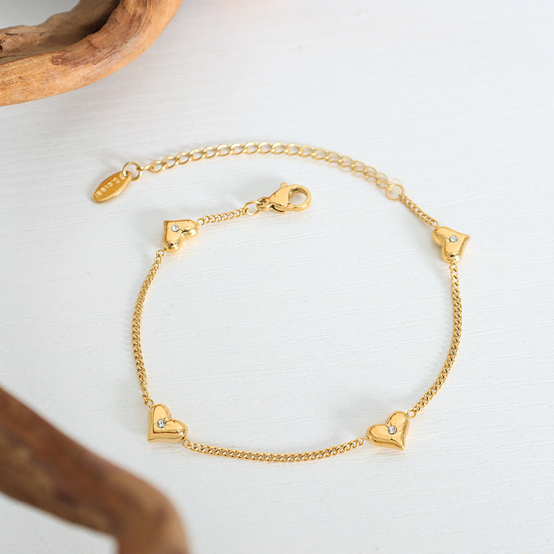 Titanium Steel Zircon Heart Bracelet - V.I.P Digital Presence