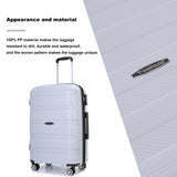 Hardshell Suitcase Spinner Wheels PP Luggage Sets Lightweight Durable Suitcase with TSA Lock,3-Piece Set (20/24/28) ,Silver