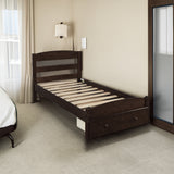 Platform Twin Bed Frame with Storage Drawer and Wood Slat Support No Box Spring Needed Espresso - V.I.P Digital Presence