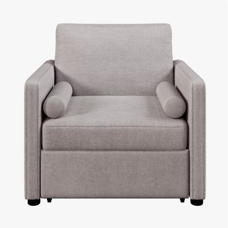 3 in 1 Convertible Sleeper Chair with Adjustable Backrest, Lounger Chair Turns Into Bed, Single Bed for Living Room, Linen, Tan - V.I.P Digital Presence