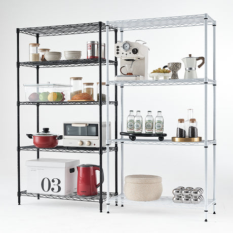 Wire frame metal storage rack adjustable rack, vertical storage rack unit (white, 42L x 18W x 71H) - V.I.P Digital Presence