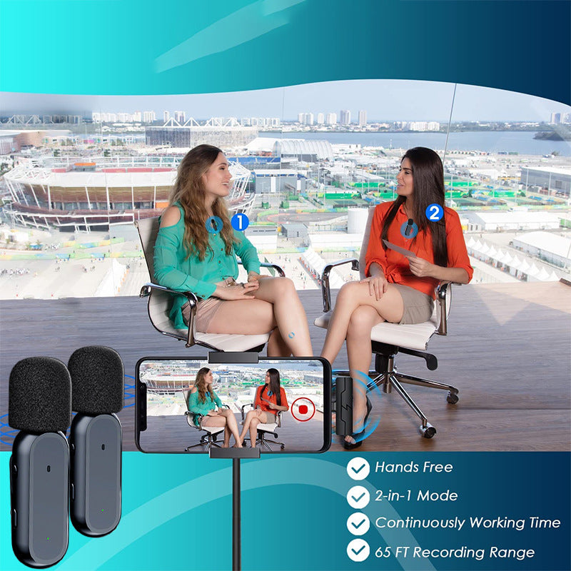 K61 wireless microphone lavalier with charging chamber video capture Tiktok live broadcast noise reduction mini microphone - V.I.P Digital Presence