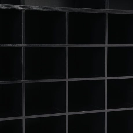 ONTREND Sleek Design 24 shoe cabinet, modern shoe cabinet with curved base, high-quality multifunctional side panel, black - V.I.P Digital Presence