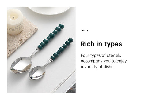 Set of 4 Stainless Steel price Creative Stainless Steel Colorful Pearl Handle Spoon Fork Knife High End Cutlery Set - V.I.P Digital Presence