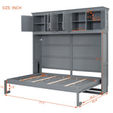Full Size Murphy Bed Wall Bed with Top Cabinets,Gray - V.I.P Digital Presence