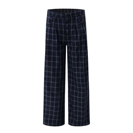 Street Trend Retro Plaid Casual Pants Men's Sportswear High Street Vibe Loose Plaid Wide Leg Straight Trousers - V.I.P Digital Presence