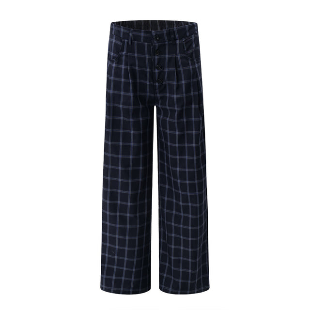 Street Trend Retro Plaid Casual Pants Men's Sportswear High Street Vibe Loose Plaid Wide Leg Straight Trousers - V.I.P Digital Presence
