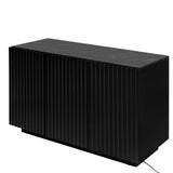 LED Carved Line 3 Door Storage Cabinet,Sideboard Buffet Cabinet With Adjustable Shelf,Large Storage Accent Cabinet - V.I.P Digital Presence