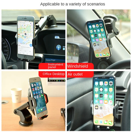 Long Rod Automatic Lock Car Phone Holder Telescopic Suction Cup Mount for Car Air Vent Lazy Live Streaming - V.I.P Digital Presence