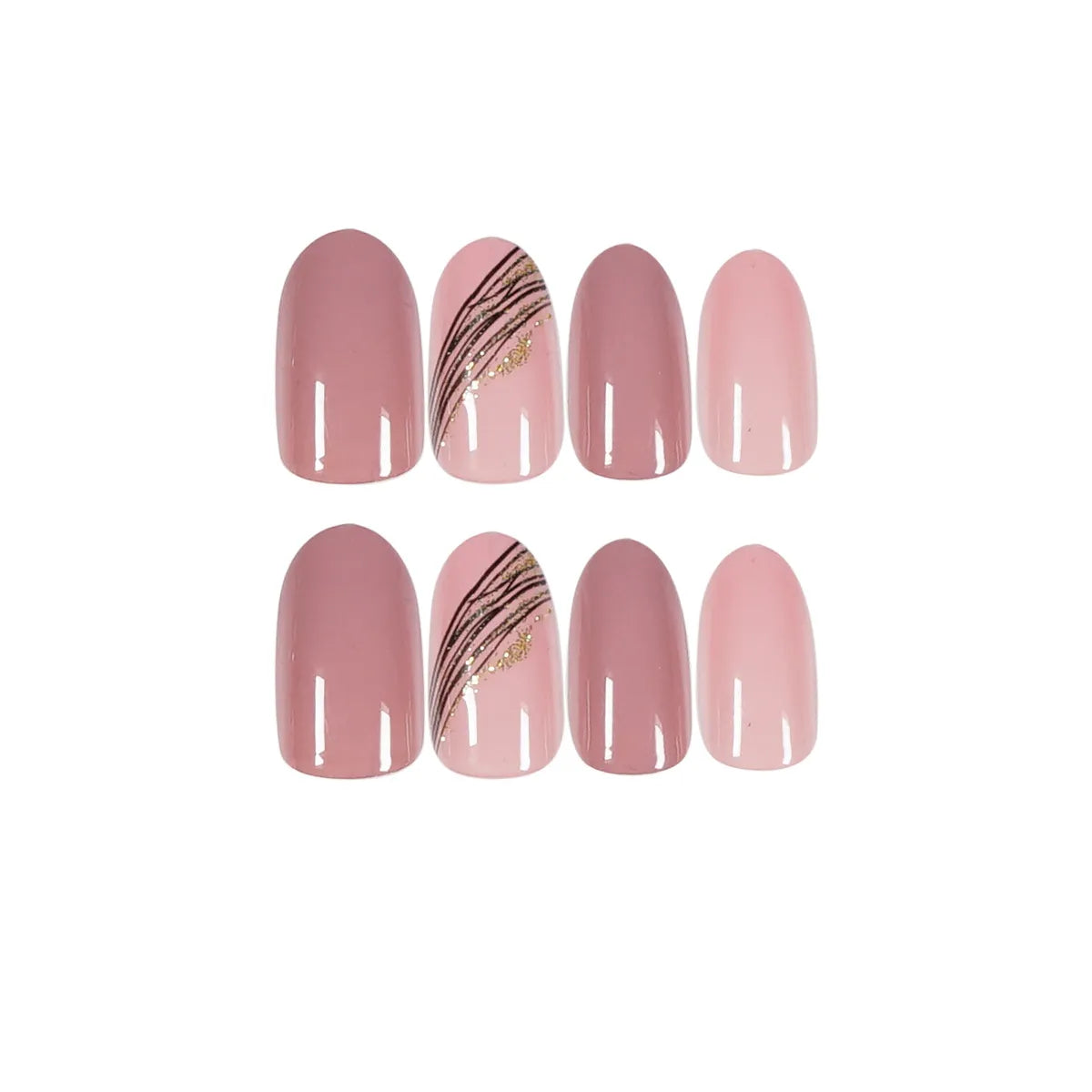 Almond Slant Gold Line Lotus Pink Fake Nails Artificial Professional Material art False Nail Supplies For Professionals - V.I.P Digital Presence