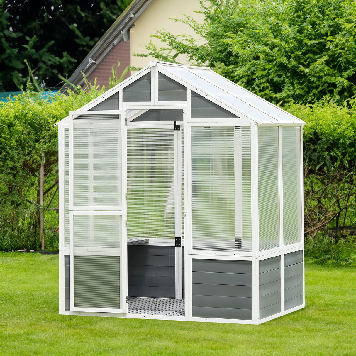 76''x48''x86'' Polycarbonate Greenhouse, Walk-in Outdoor Plant Gardening Greenhouse for Patio Backyard Lawn - V.I.P Digital Presence