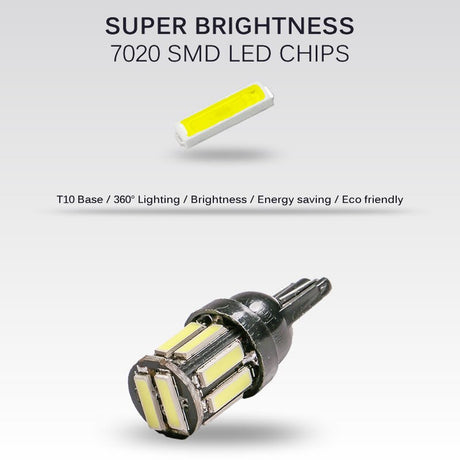 4Pcs W5W 10-7020 SMD Car T10 LED 194 168 Wedge Replacement Reverse Instrument Panel Lamp White Blue Bulbs For Clearance Lights - V.I.P Digital Presence