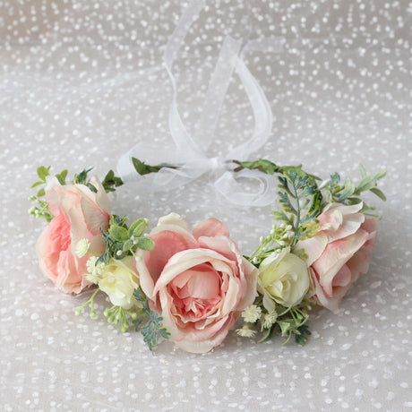 Korean style flower garland headwear fresh large peony flower crown runway dance party headband vacation countryside headband - V.I.P Digital Presence