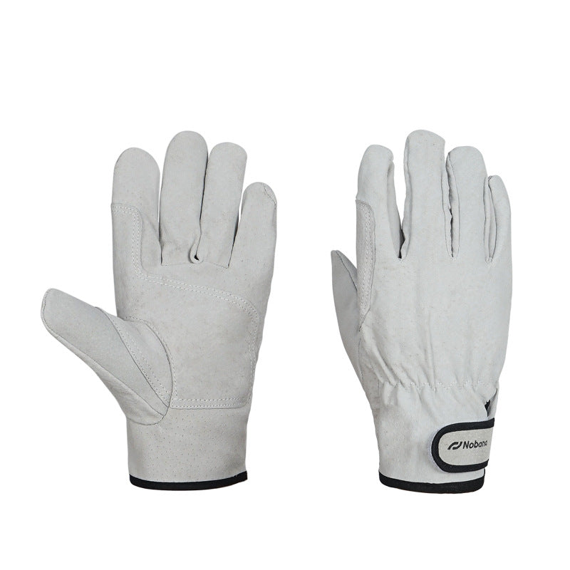 Guantes de barbacoa para picnic al aire libre, de cuero, resistentes al desgaste, con aislamiento térmico y antiescaldaduras.