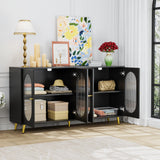 Modern Accent Sideboard Cabinet with Acrylic Doors, Freestanding Storage Cupboard Console Table for Kitchen Dining Black - V.I.P Digital Presence