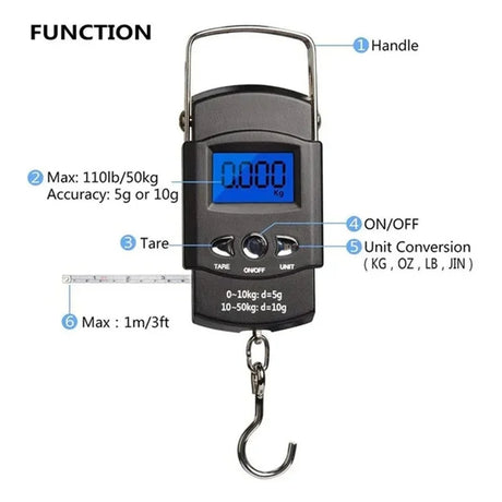 50kg/10g Oauee Mini Scale Electronic For Fishing Luggage Travel Weighting Steelyard Portable Digital Kitchen Scales - V.I.P Digital Presence