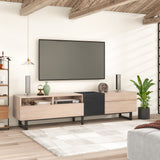 Modern TV Stand for 80'' TV with Double Storage Space Media Console Table Entertainment Center with Drop Down Door