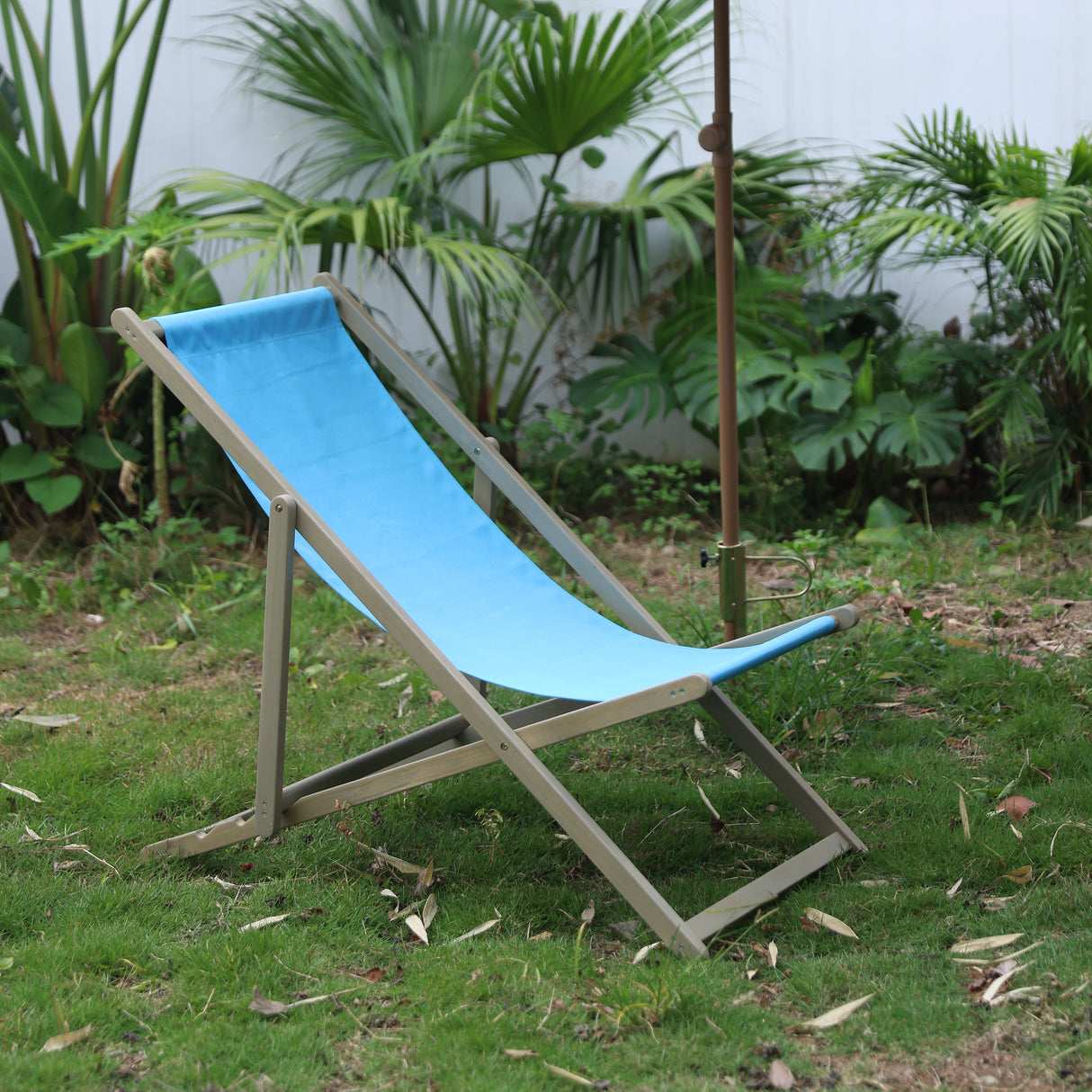 Juego de 2 sillas de playa plegables para patio, de madera, para exteriores, con altura ajustable en 3 niveles, reclinables y portátiles