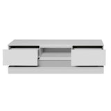 51.18inch WHITE morden TV Stand with LED Lights high glossy front TV Cabinet color:WHITE