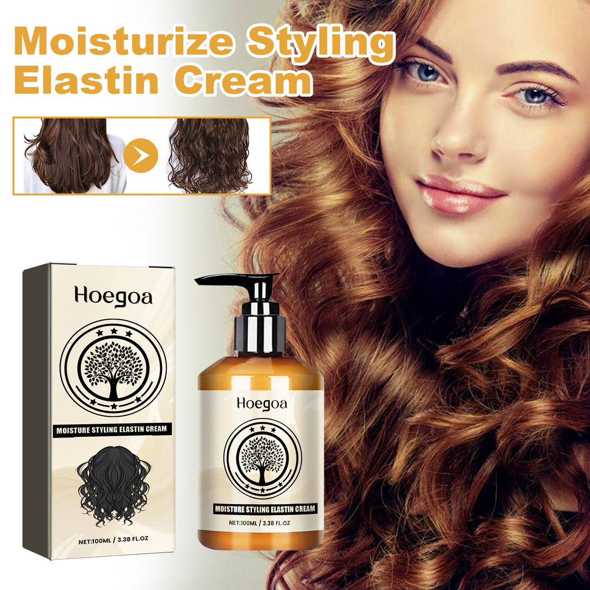Moisturize Styling Elastin Cream, Curls Volumizing Shine Natural Puffiness Styling Conditioner - V.I.P Digital Presence