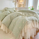 Cotton padded bed skirt with princess style pure cotton lace lace bed sheet and duvet cover - V.I.P Digital Presence