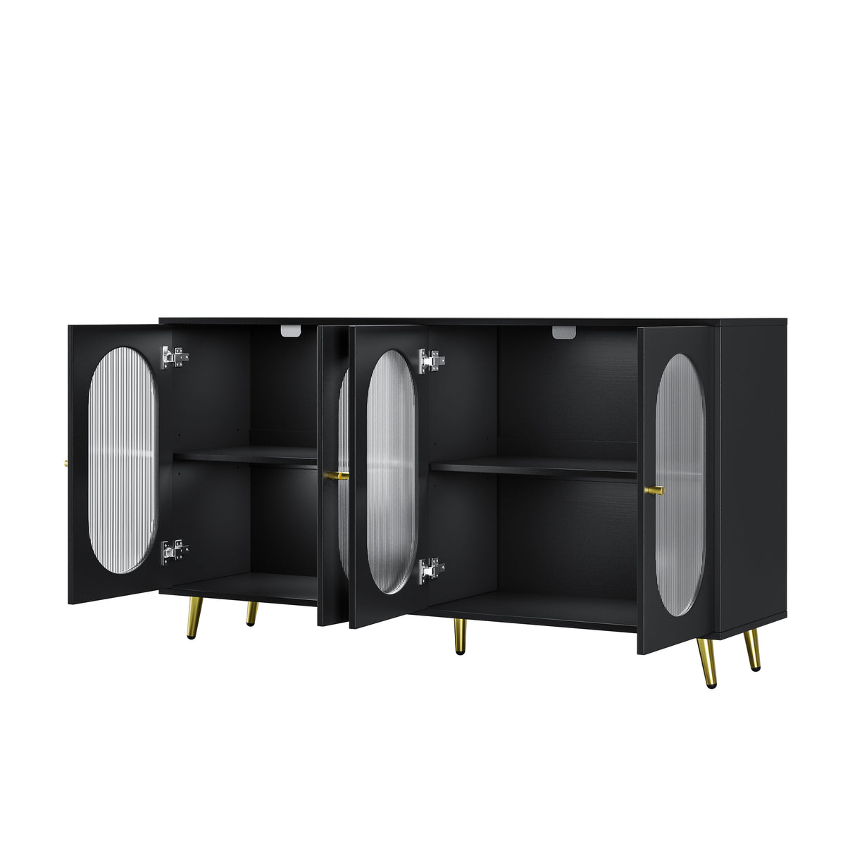 Modern Accent Sideboard Cabinet with Acrylic Doors, Freestanding Storage Cupboard Console Table for Kitchen Dining Black - V.I.P Digital Presence