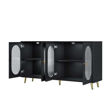 Modern Accent Sideboard Cabinet with Acrylic Doors, Freestanding Storage Cupboard Console Table for Kitchen Dining Black - V.I.P Digital Presence
