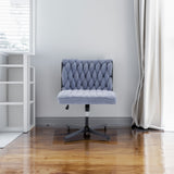 Armless Office Desk Chair No Wheels BLUE