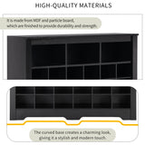 ONTREND Sleek Design 24 shoe cabinet, modern shoe cabinet with curved base, high-quality multifunctional side panel, black - V.I.P Digital Presence