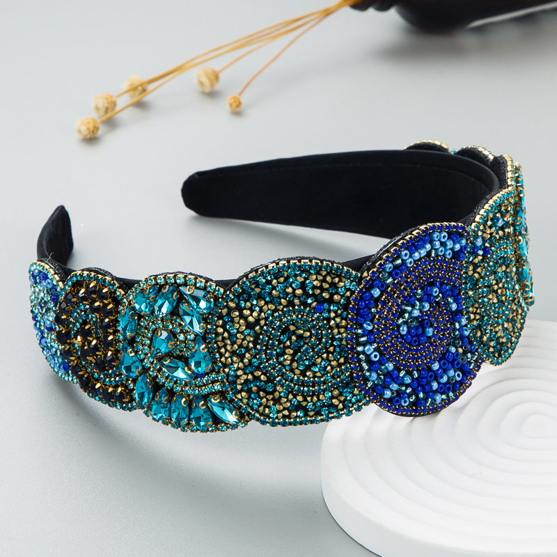 Hair Hoop Fashion Trend Color Rhinestone Head Hoop Luxury Wide Side Heavy Industry Party Hair Accessories Head Hoop - V.I.P Digital Presence